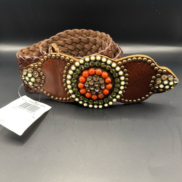 RARE LEATHEROCK BELT-Genuine Leather & Crystals • 38 - Picture 1 of 10